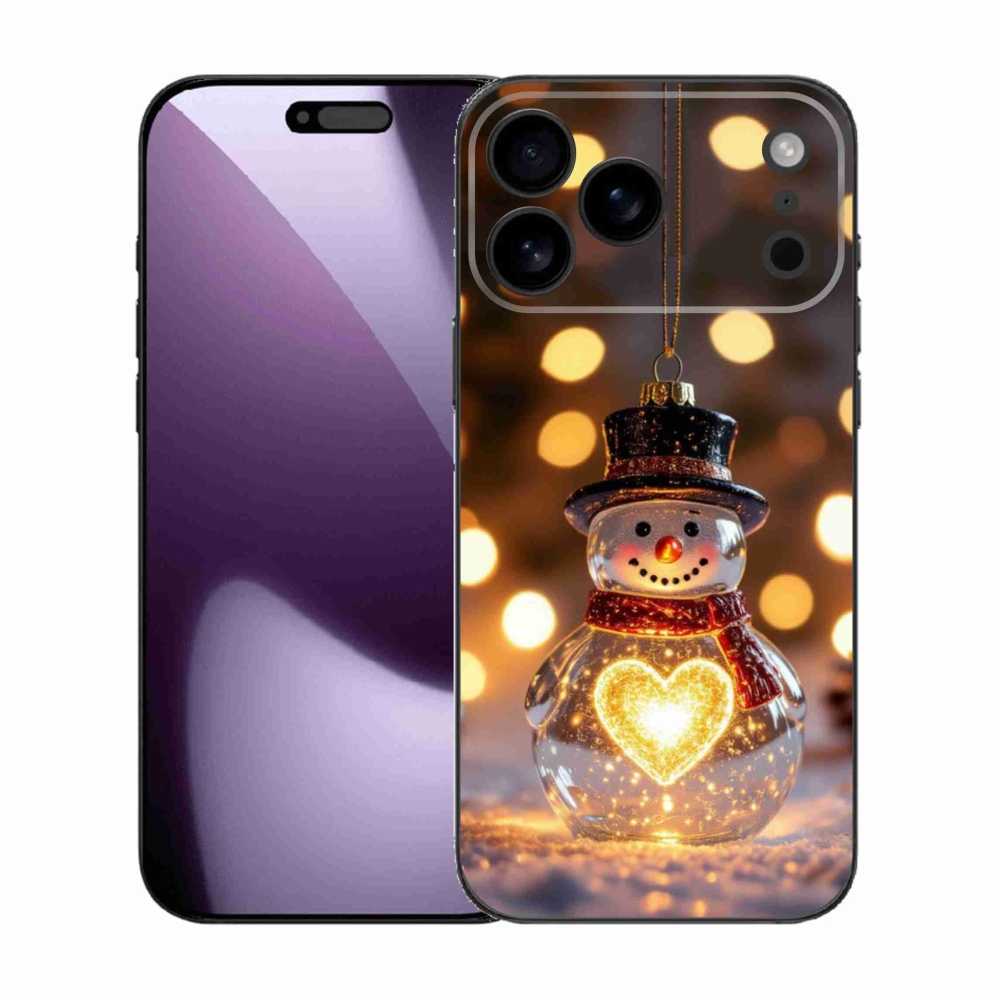 Gelový kryt mmCase na iPhone 17 Pro Max - svítící vánoční sněhulák