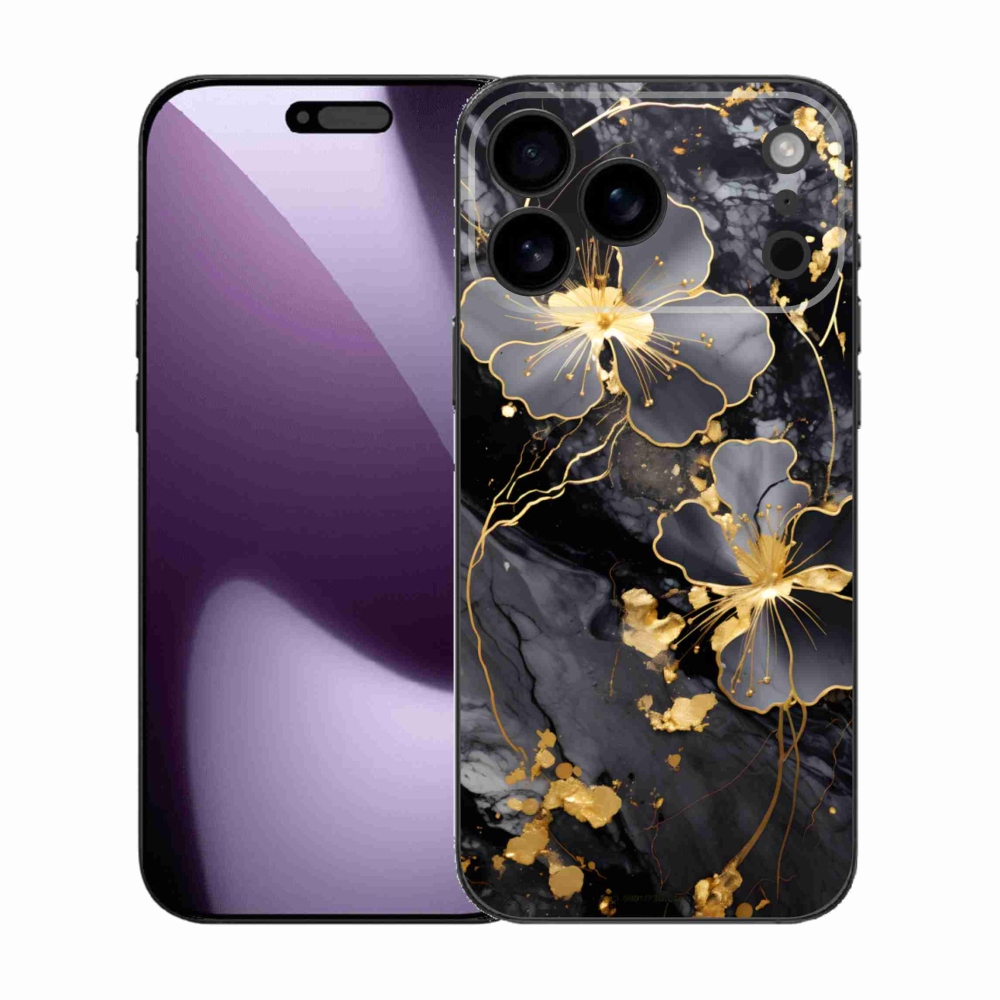 Gelový kryt mmCase na iPhone 17 Pro Max - zlaté květy