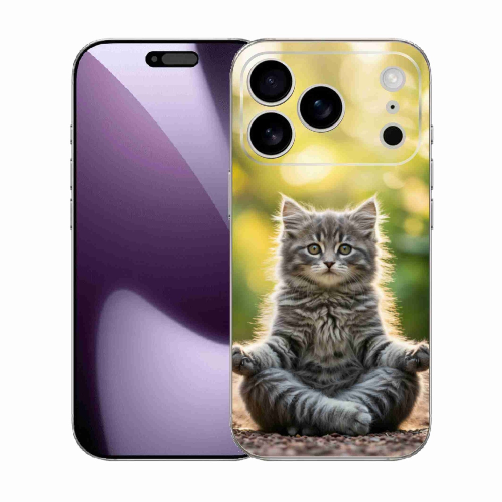 Gelový kryt mmCase na iPhone 17 Pro - meditující kotě