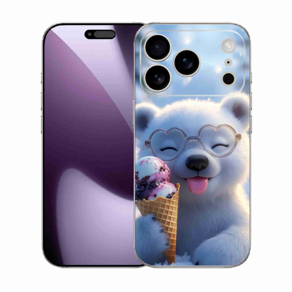 Gelový kryt mmCase na iPhone 17 Pro - medvídek se zmrzlinou