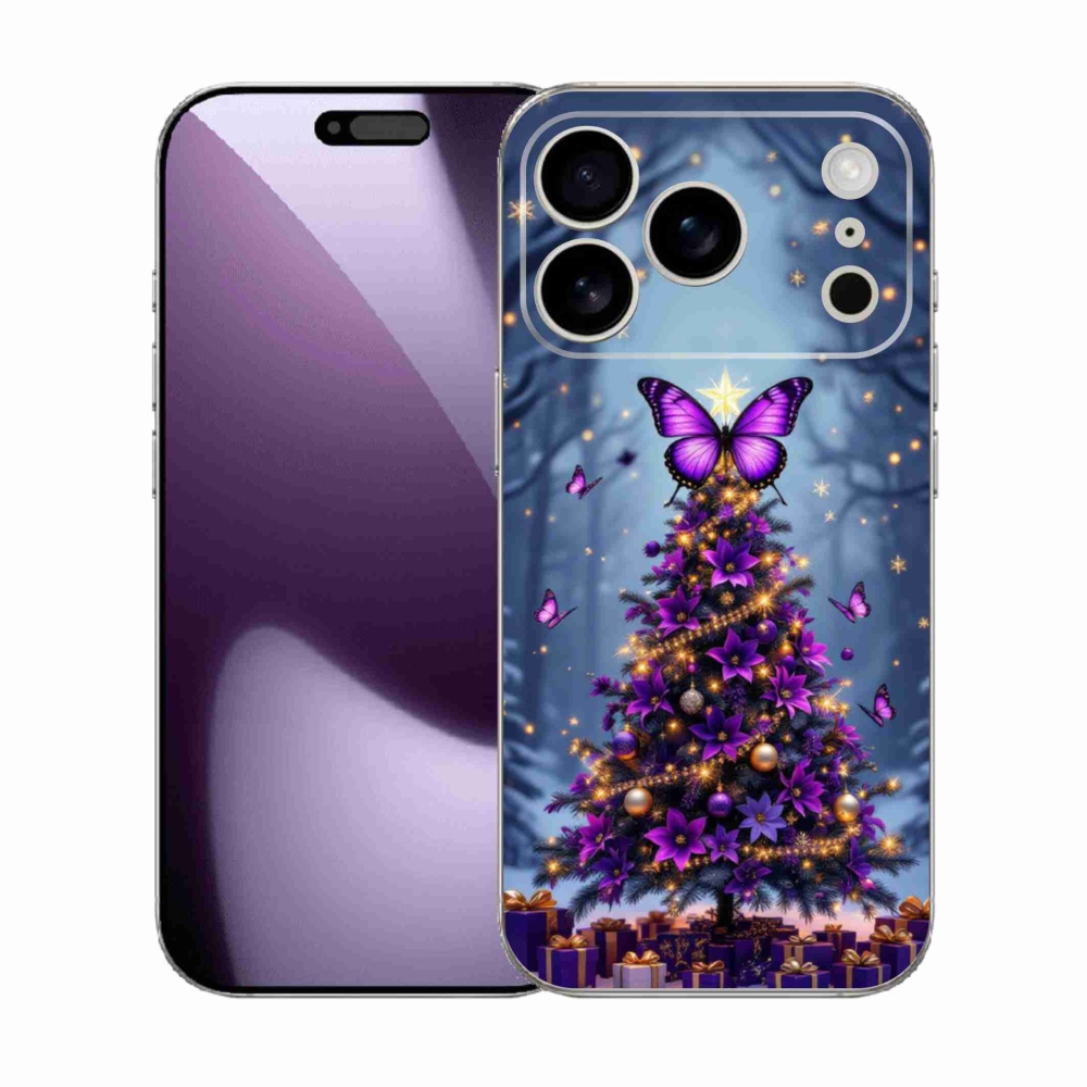 Gelový kryt mmCase na iPhone 17 Pro - motýlí vánoční stromek