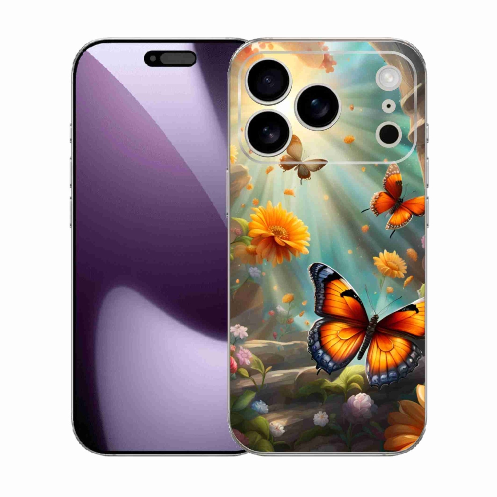 Gelový kryt mmCase na iPhone 17 Pro - motýlí zahrada 2