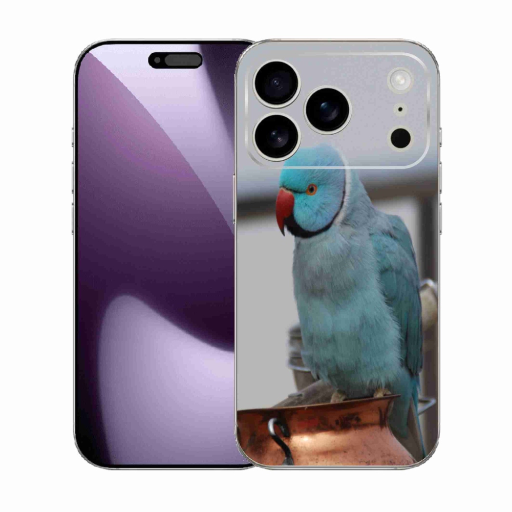 Gelový kryt mmCase na iPhone 17 Pro - papoušek alexandr modrý