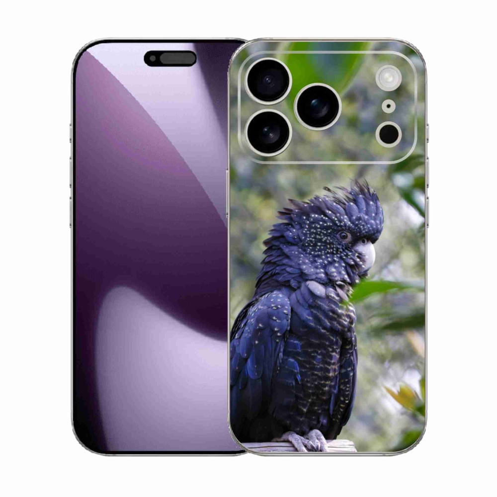 Gelový kryt mmCase na iPhone 17 Pro - papoušek kakadu černý
