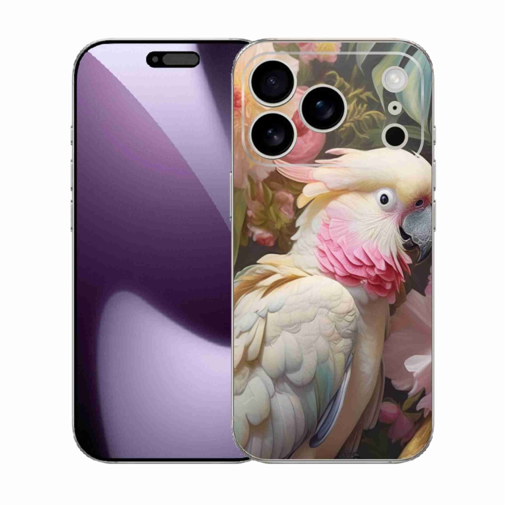 Gelový kryt mmCase na iPhone 17 Pro - papoušek kakadu růžový 2