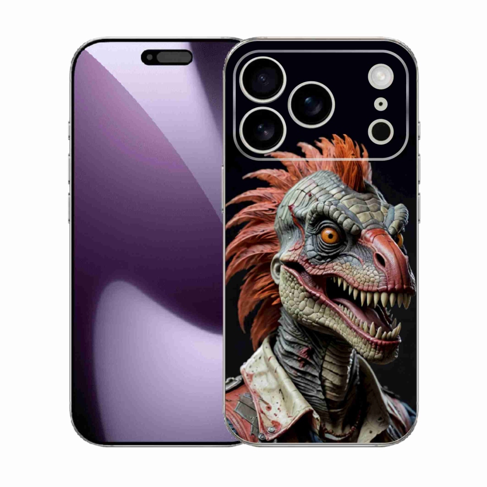 Gelový kryt mmCase na iPhone 17 Pro - punk dinosaurus