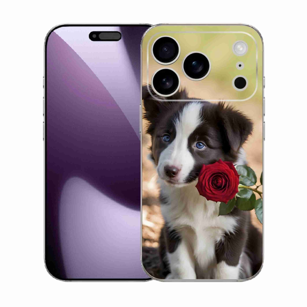 Gelový kryt mmCase na iPhone 17 Pro - roztomilá border kolie s růží