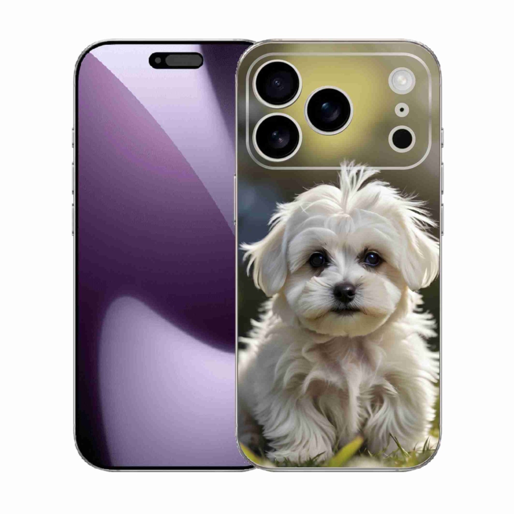 Gelový kryt mmCase na iPhone 17 Pro - roztomilý maltézský psík