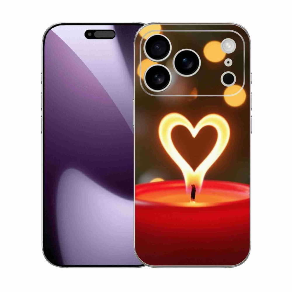 Gelový kryt mmCase na iPhone 17 Pro - srdce z plamene