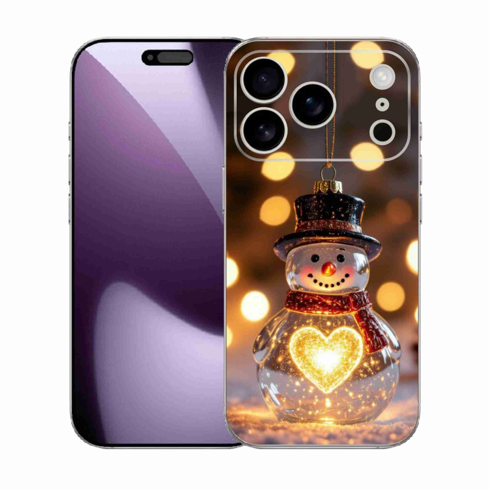 Gelový kryt mmCase na iPhone 17 Pro - svítící vánoční sněhulák