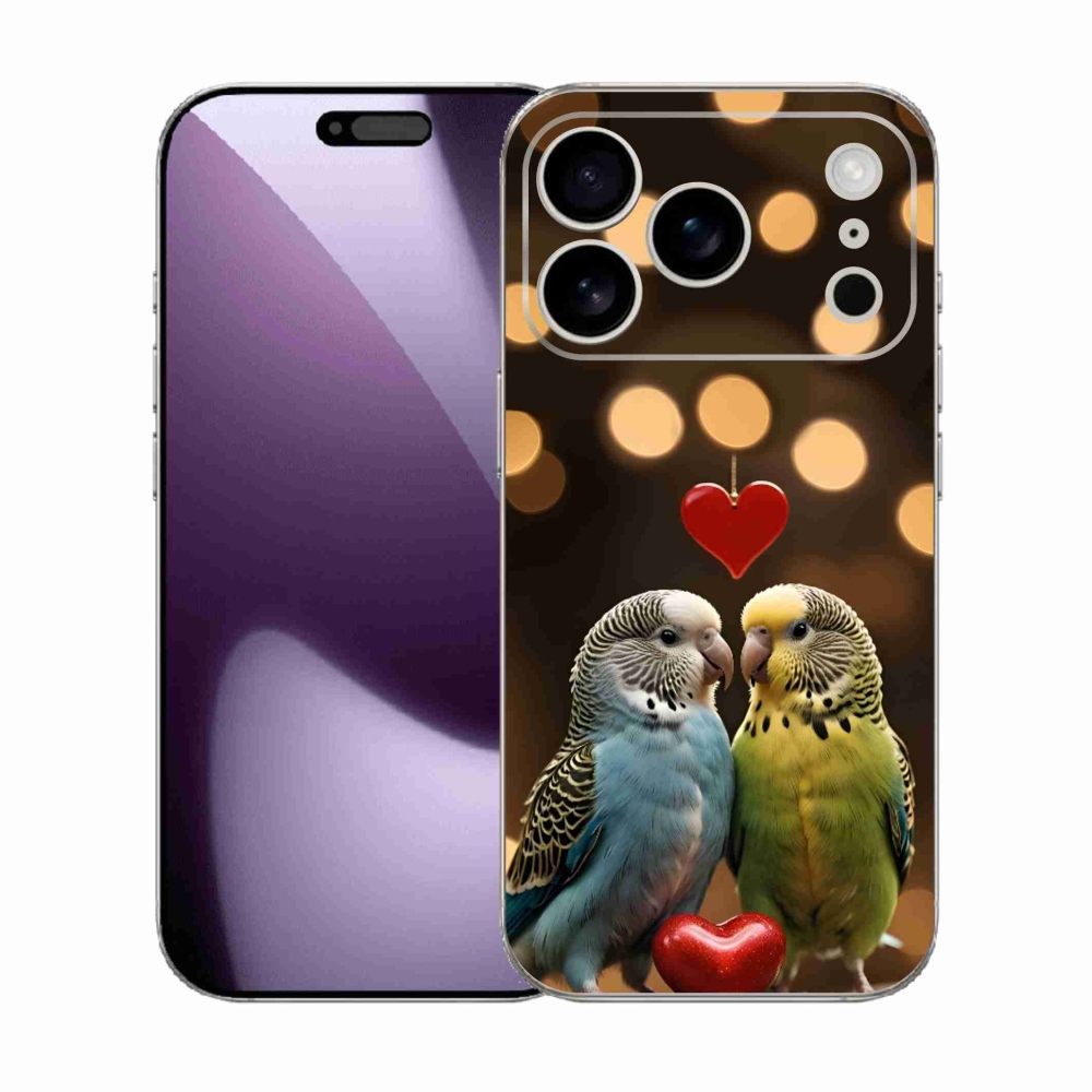 Gelový kryt mmCase na iPhone 17 Pro - zamilovaní papoušci