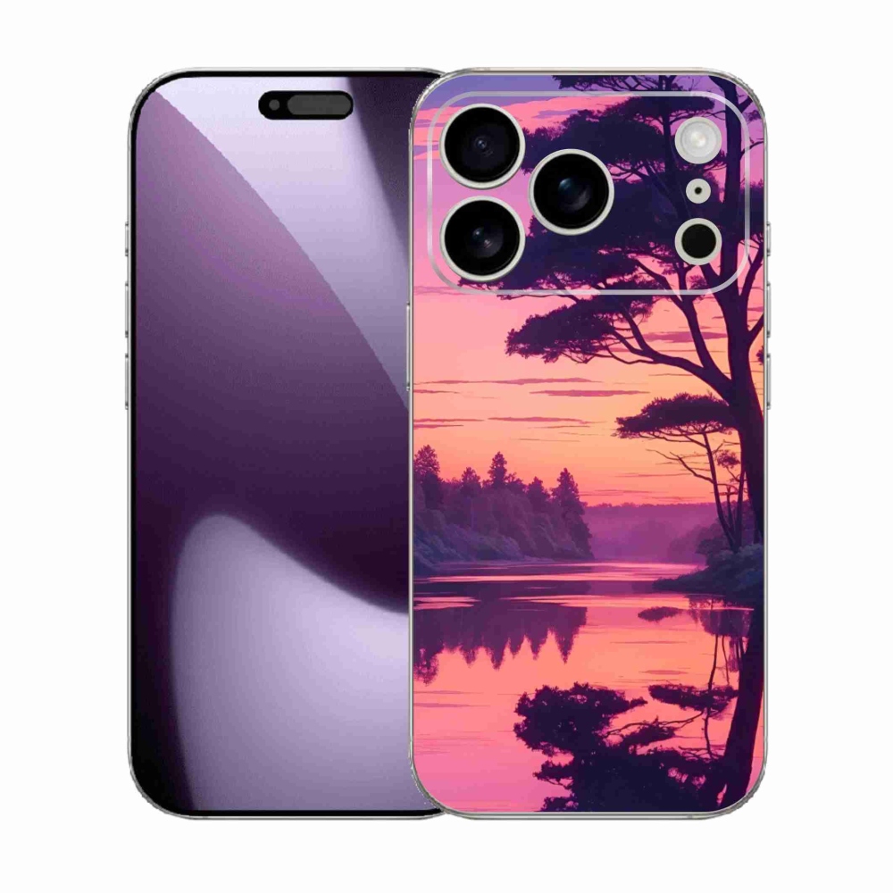 Gelový kryt mmCase na iPhone 17 Pro - západ slunce nad jezerem