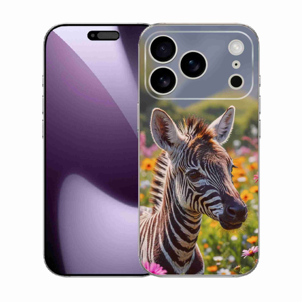 Gelový kryt mmCase na iPhone 17 Pro - zebra na louce