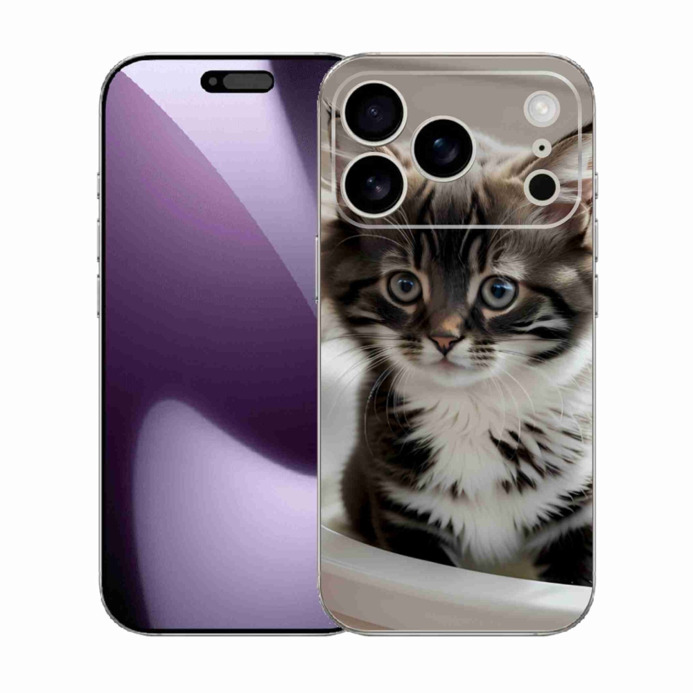 Gelový kryt mmCase na iPhone 17 Pro - zvědavé kotě