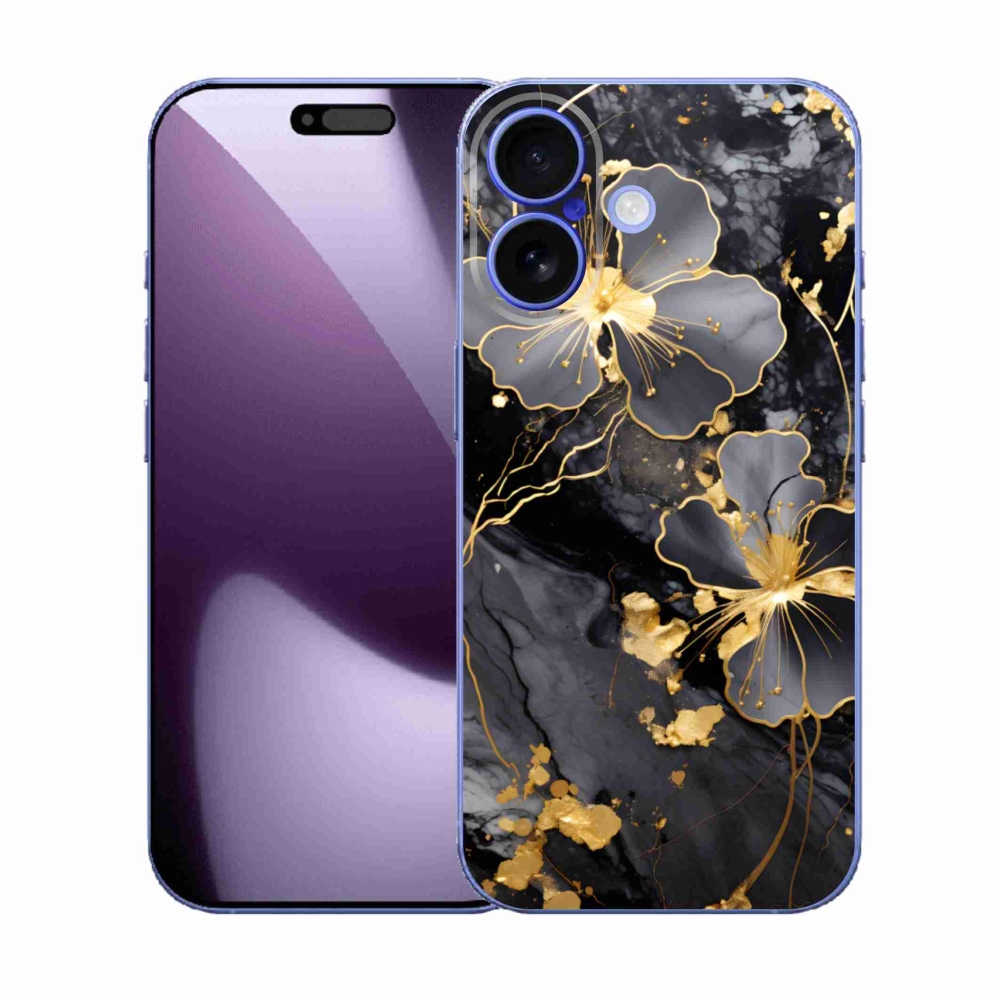 Gelový kryt mmCase na iPhone 17 - zlaté květy