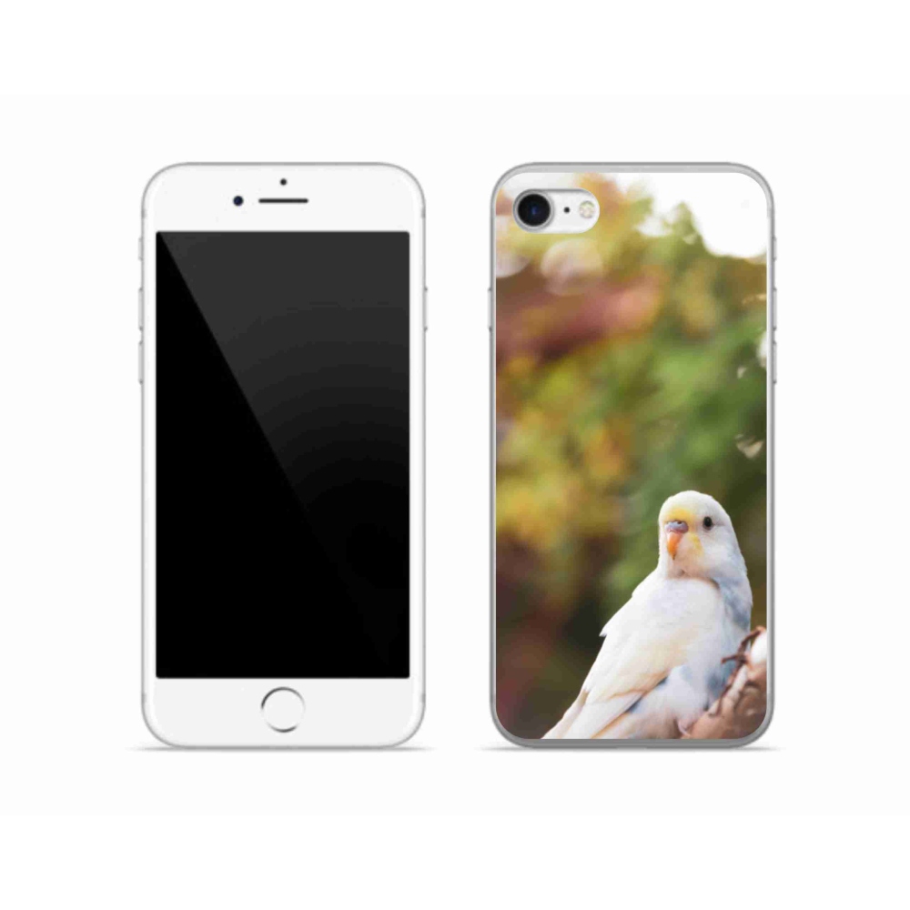 Gelový kryt mmCase na iPhone SE (2020) - andulka bílá