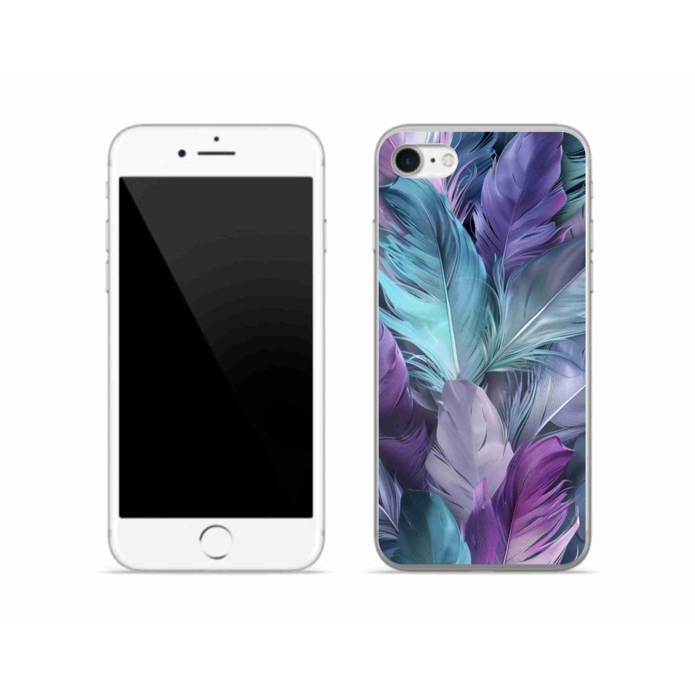 Gelový kryt mmCase na iPhone SE (2020) - barevné peří 2