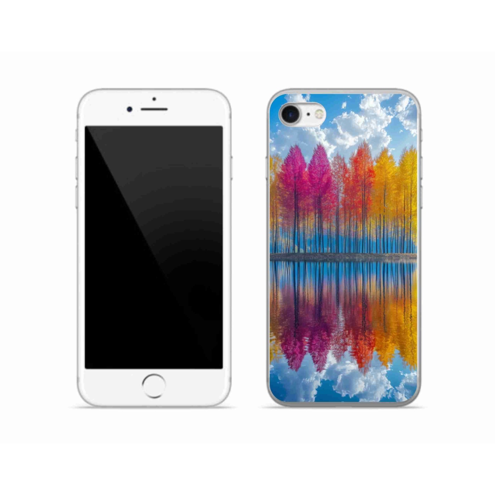 Gelový kryt mmCase na iPhone SE (2020) - barevné stromy