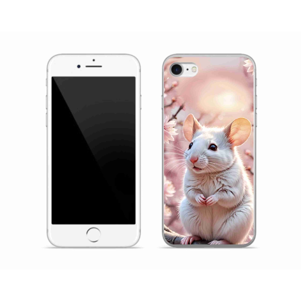 Gelový kryt mmCase na iPhone SE (2020) - bílá myš na větvi
