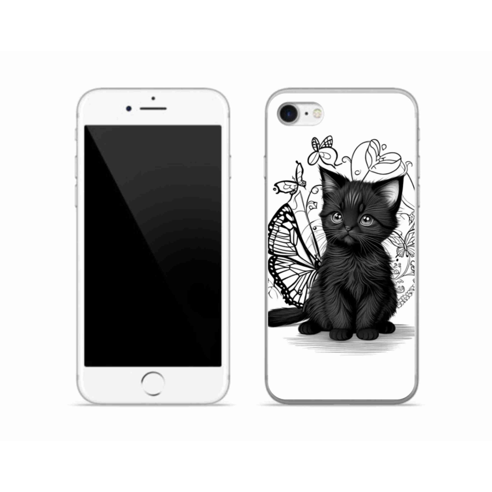 Gelový kryt mmCase na iPhone SE (2020) - černé kotě