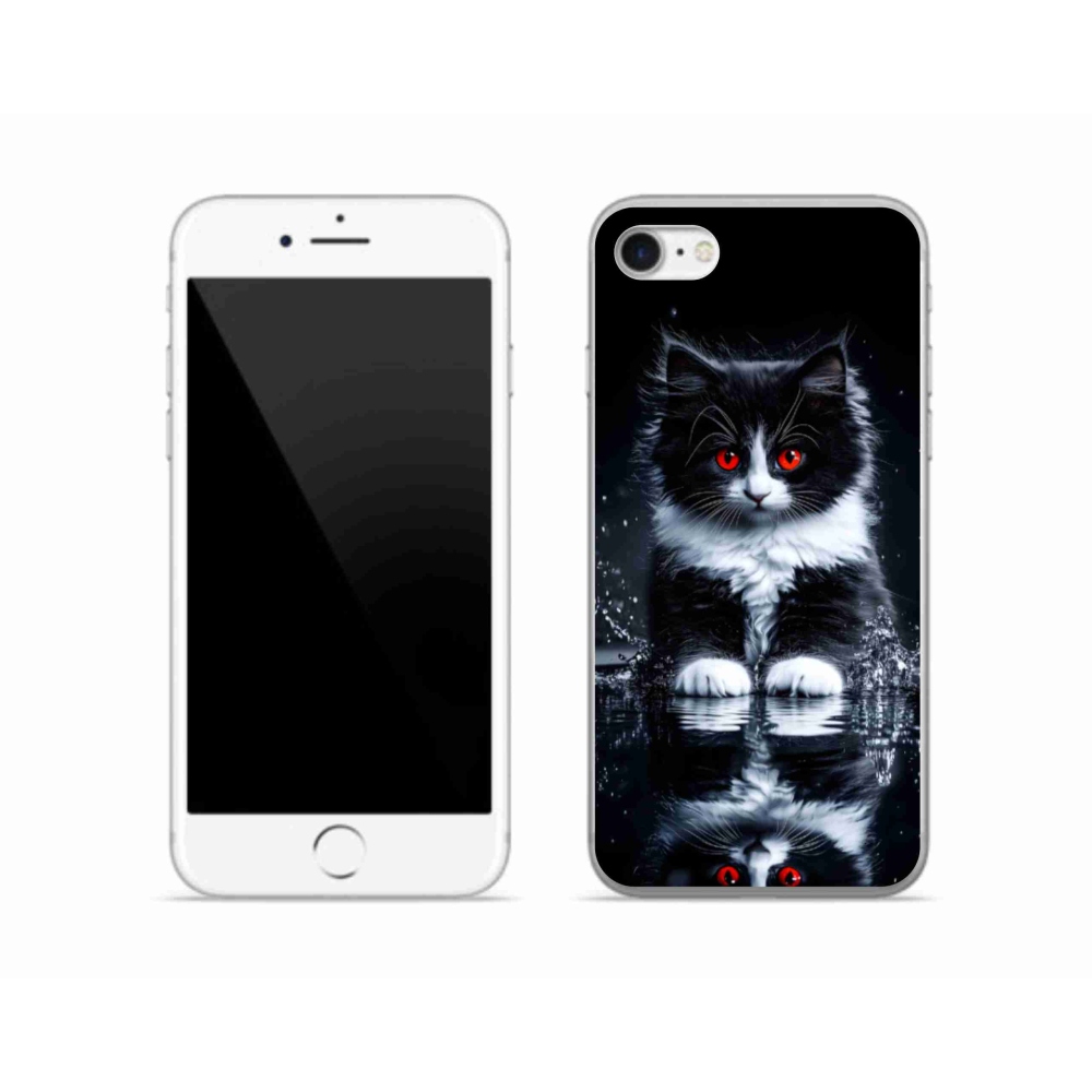Gelový kryt mmCase na iPhone SE (2020) - černobílé kotě