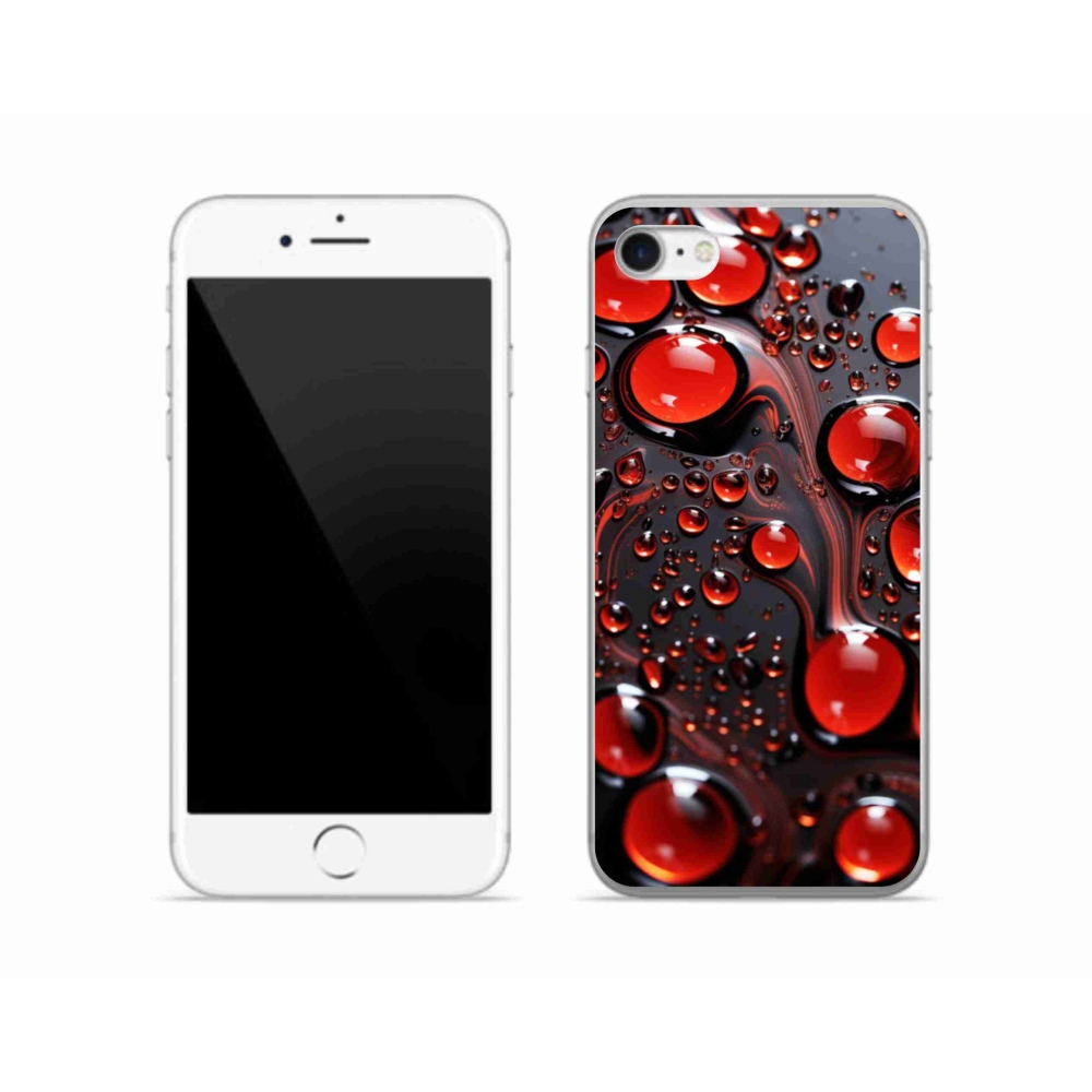 Gelový kryt mmCase na iPhone SE (2020) - červené kapky 2