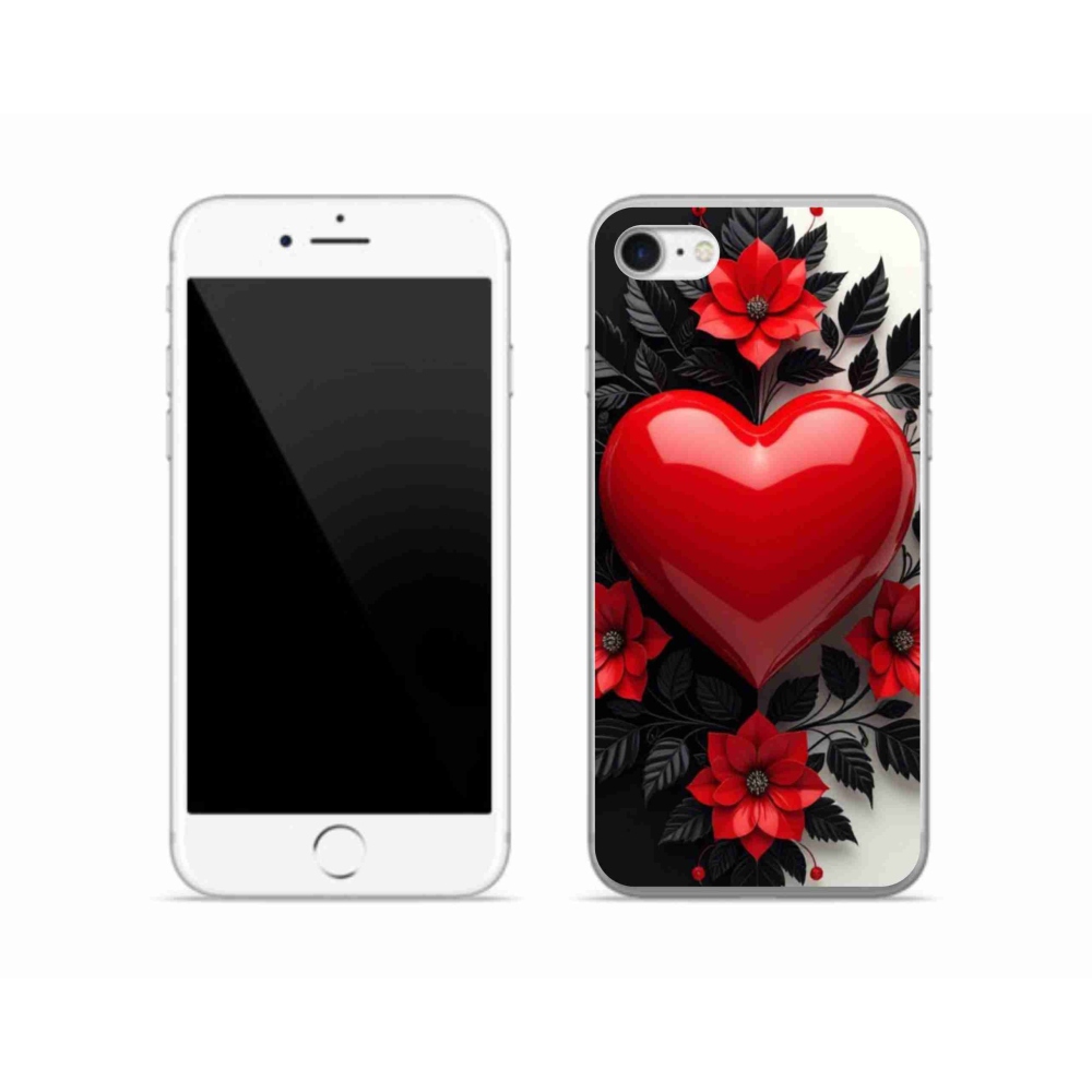 Gelový kryt mmCase na iPhone SE (2020) - červené srdce