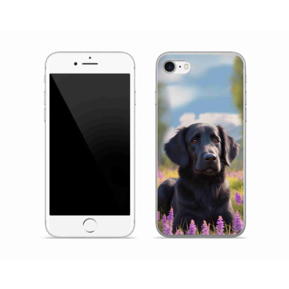 Gelový kryt mmCase na iPhone SE (2020) - elegantní černý retrívr