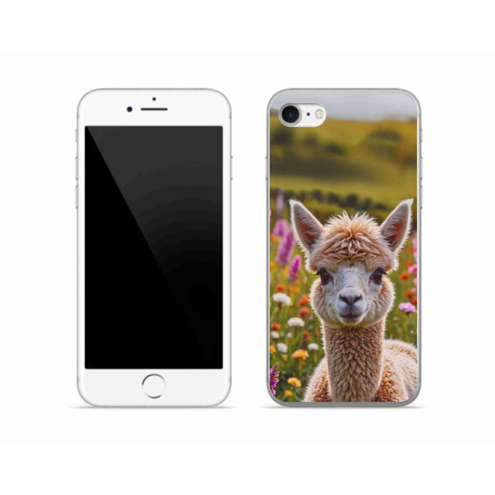 Gelový kryt mmCase na iPhone SE (2020) - lama na louce