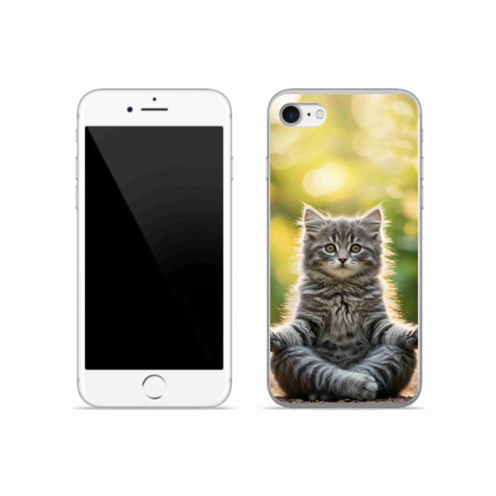 Gelový kryt mmCase na iPhone SE (2020) - meditující kotě