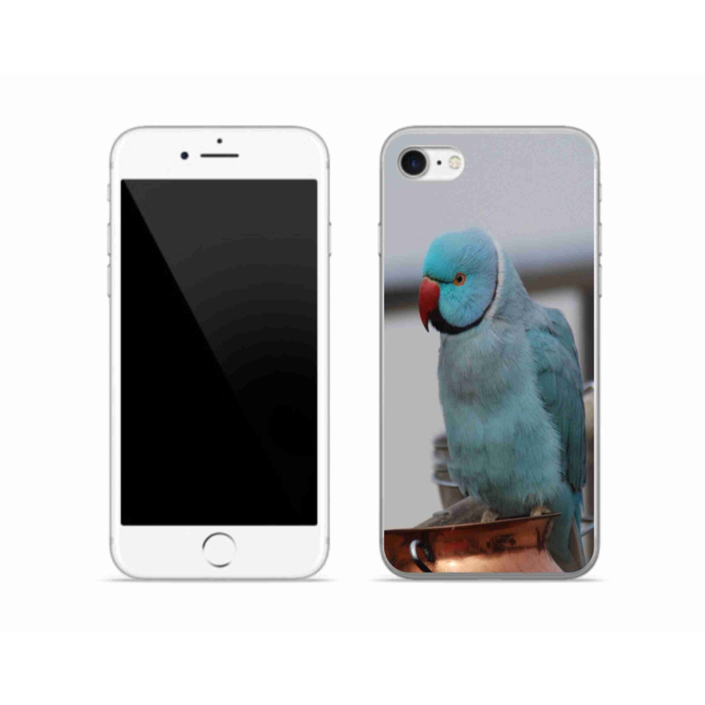 Gelový kryt mmCase na iPhone SE (2020) - papoušek alexandr modrý