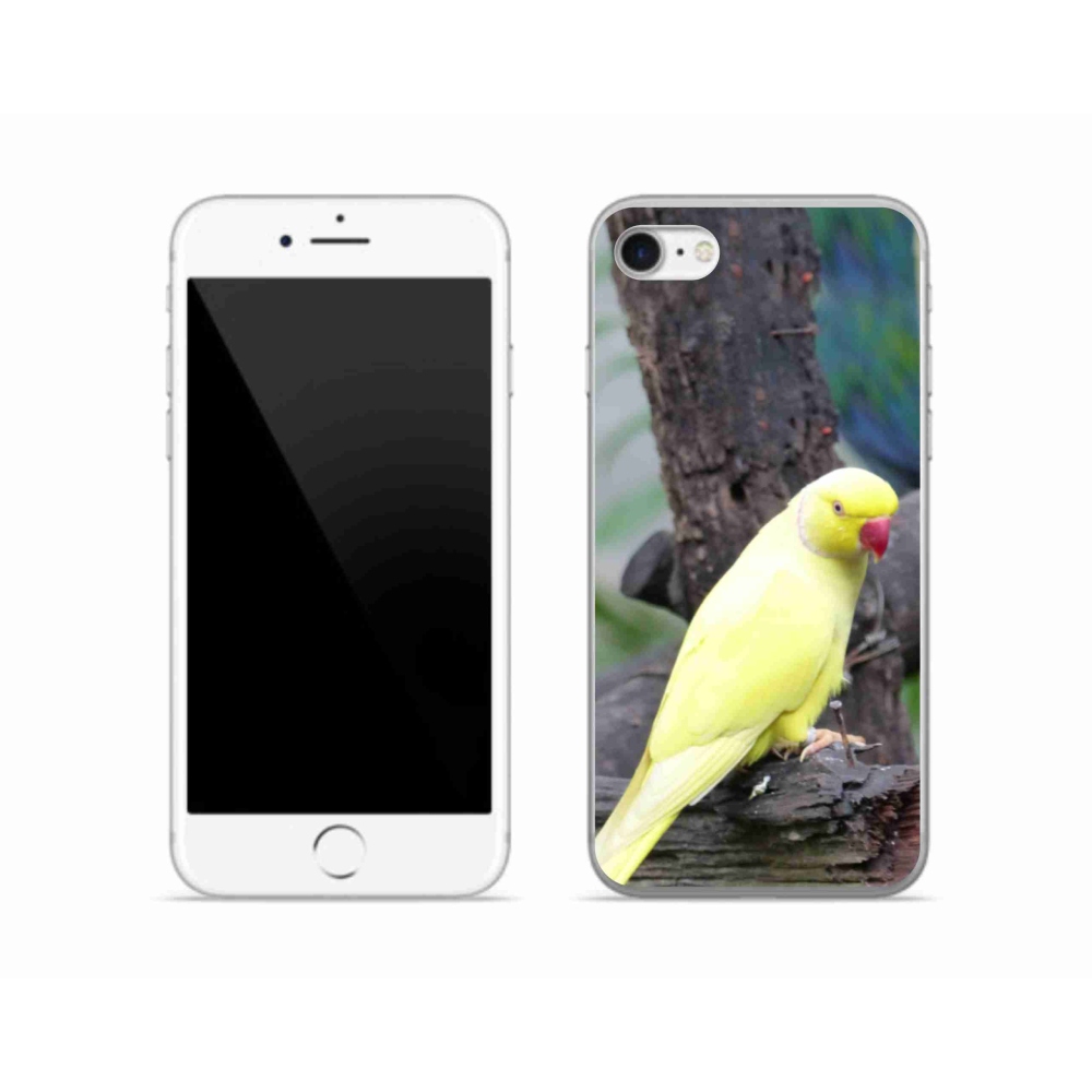 Gelový kryt mmCase na iPhone SE (2020) - papoušek alexandr žlutý
