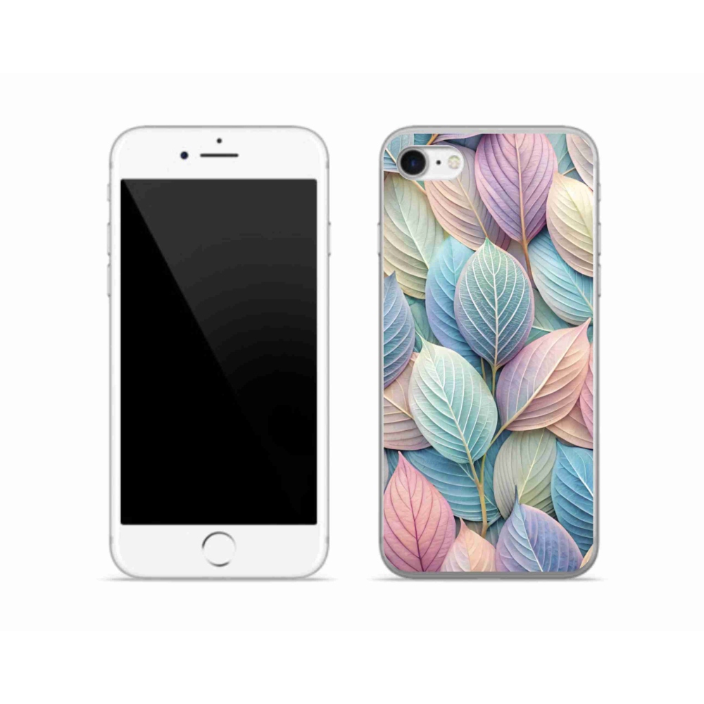 Gelový kryt mmCase na iPhone SE (2020) - pastelové listy