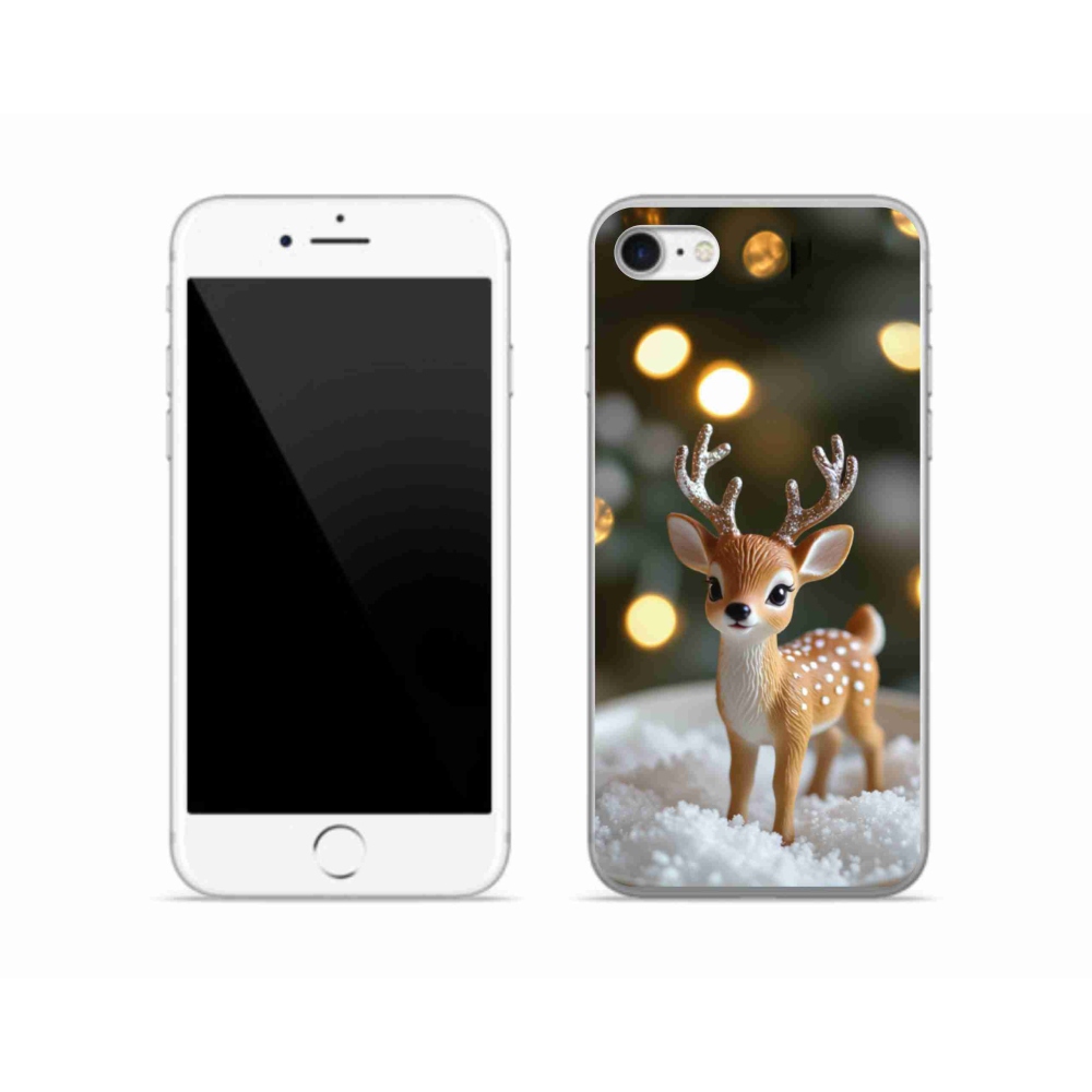 Gelový kryt mmCase na iPhone SE (2020) - roztomilý vánoční jelen
