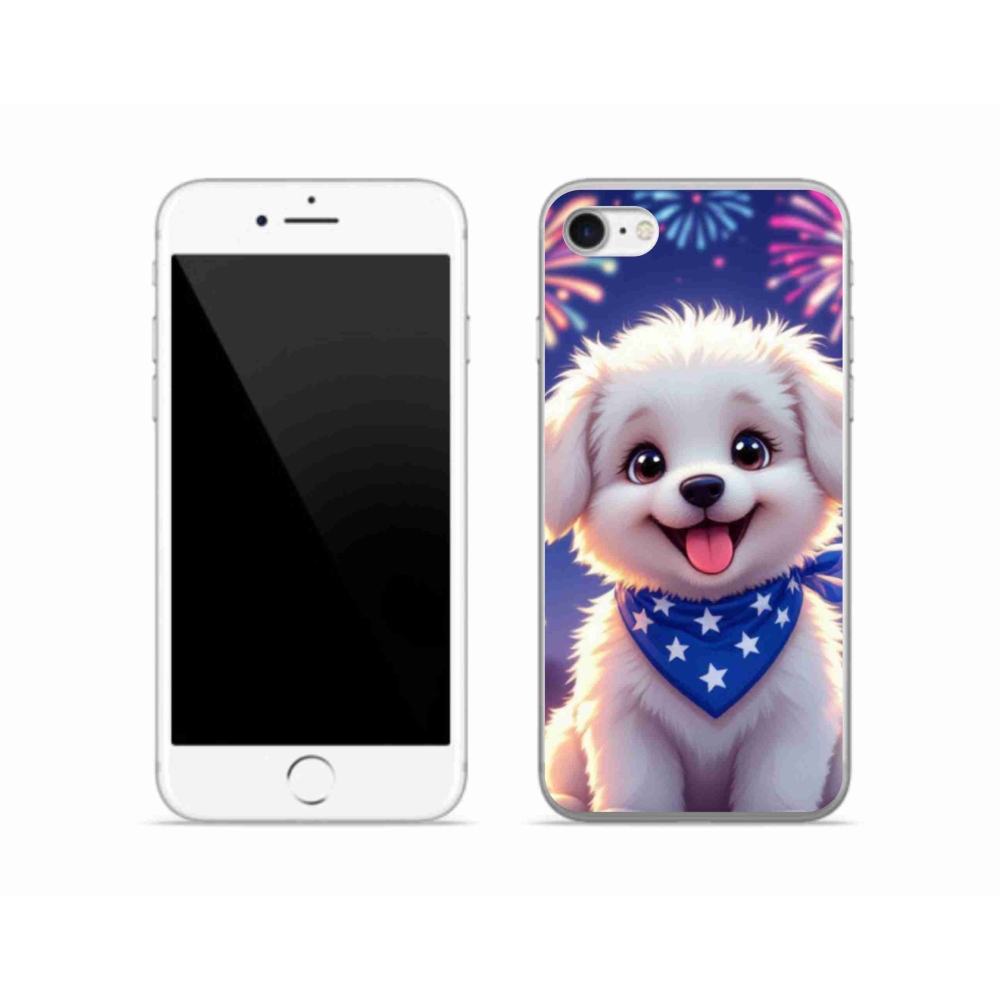 Gelový kryt mmCase na iPhone SE (2020) - slavnostní štěně