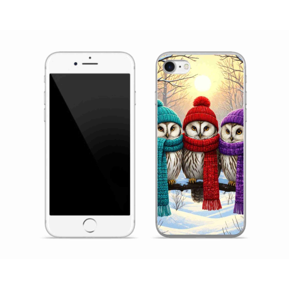 Gelový kryt mmCase na iPhone SE (2020) - soví přátelé