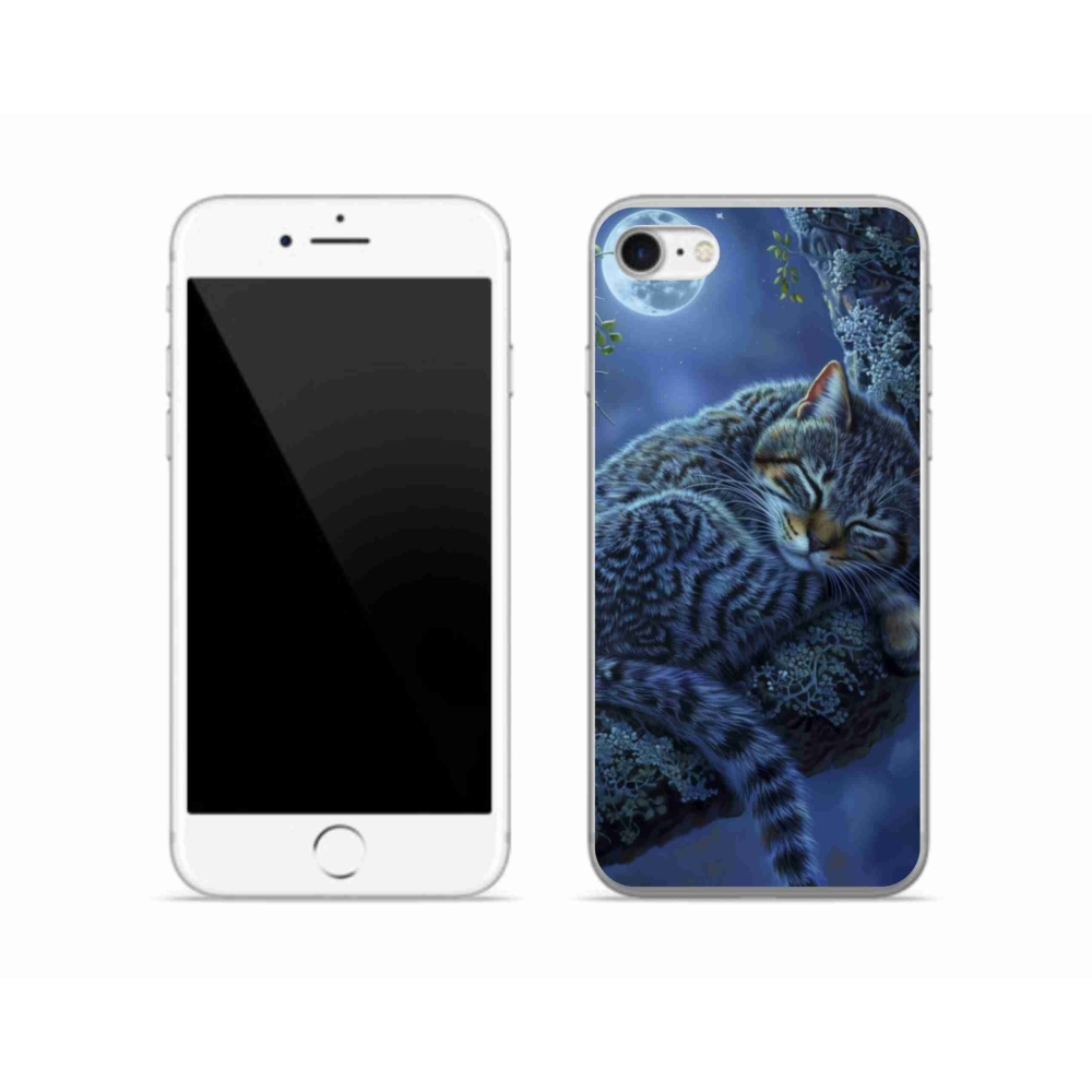 Gelový kryt mmCase na iPhone SE (2020) - spící kočka