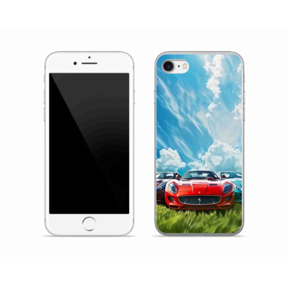 Gelový kryt mmCase na iPhone SE (2020) - sportovní vozy