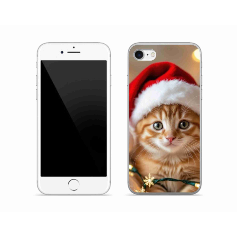 Gelový kryt mmCase na iPhone SE (2020) - vánoční kotě