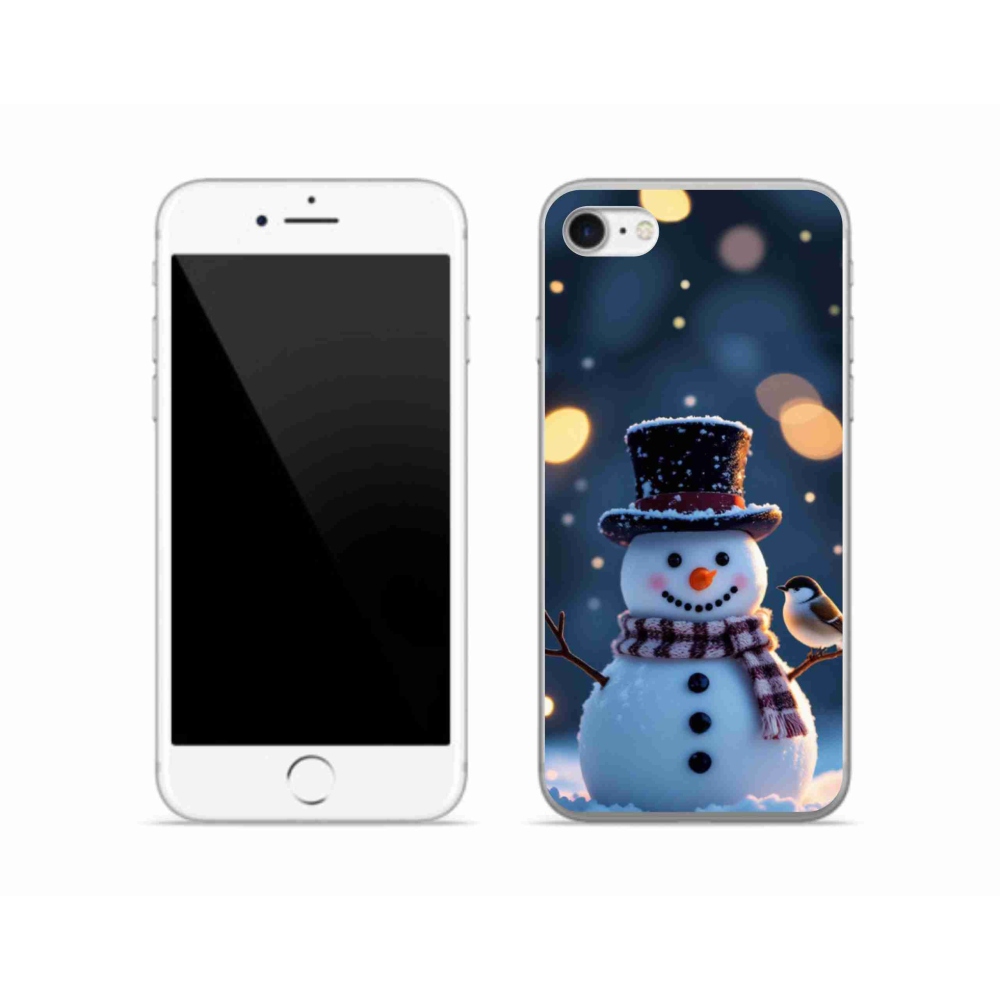 Gelový kryt mmCase na iPhone SE (2020) - vánoční sněhulák