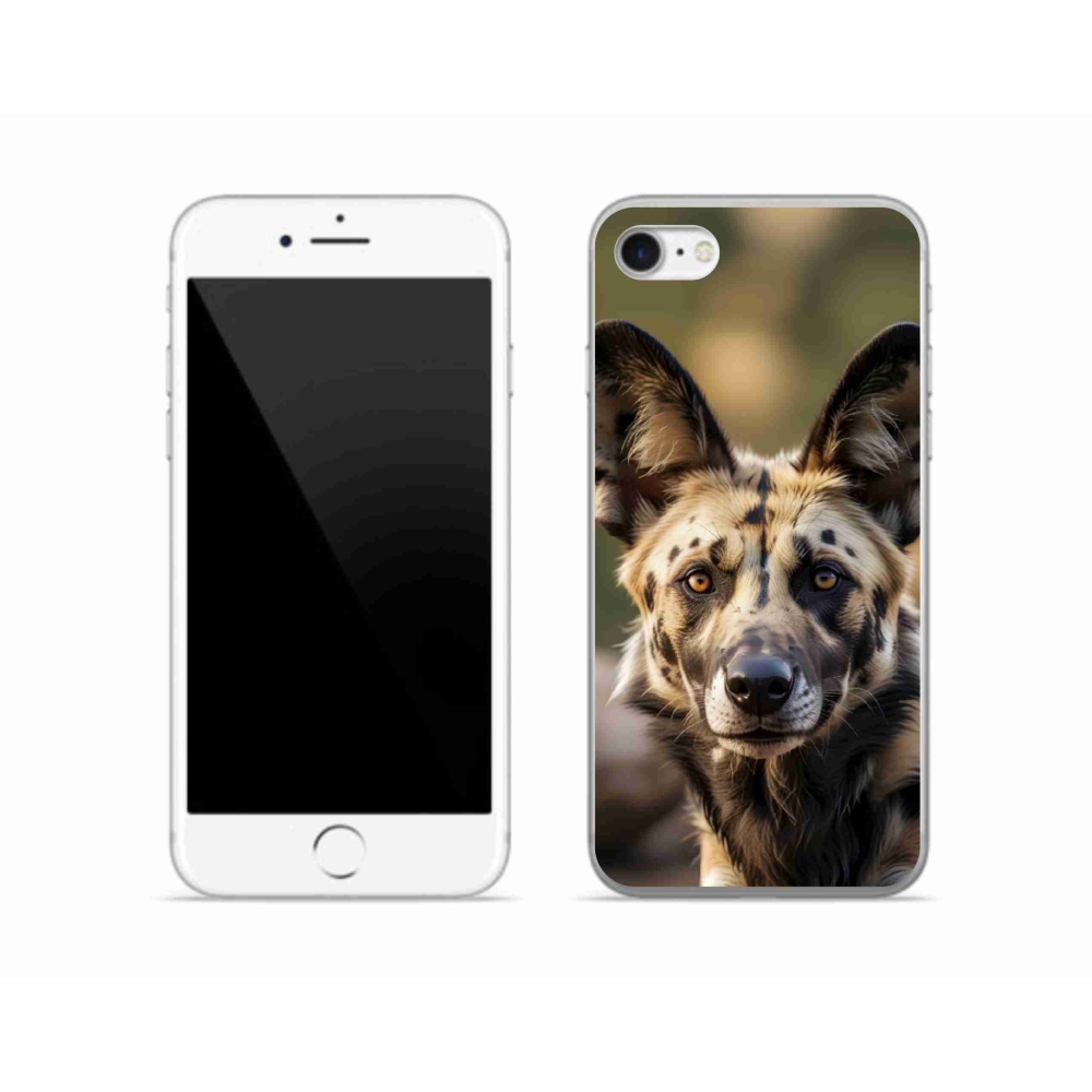 Gelový kryt mmCase na iPhone SE (2022) - africký divoký pes