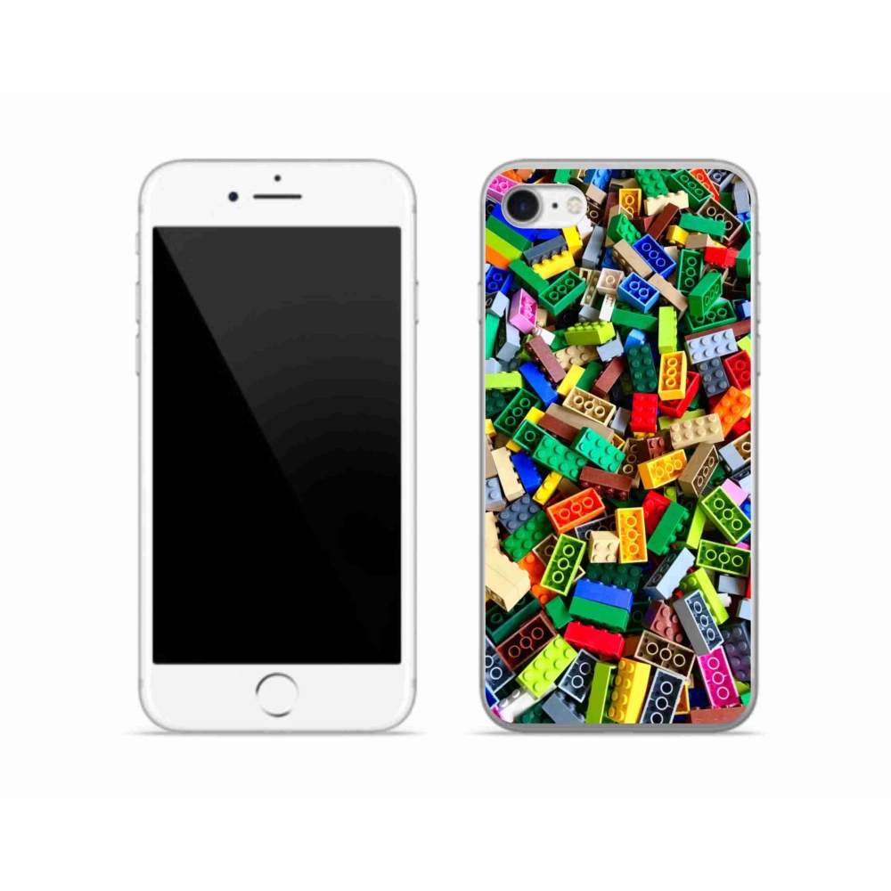 Gelový kryt mmCase na iPhone SE (2022) - barevné stavební kostky