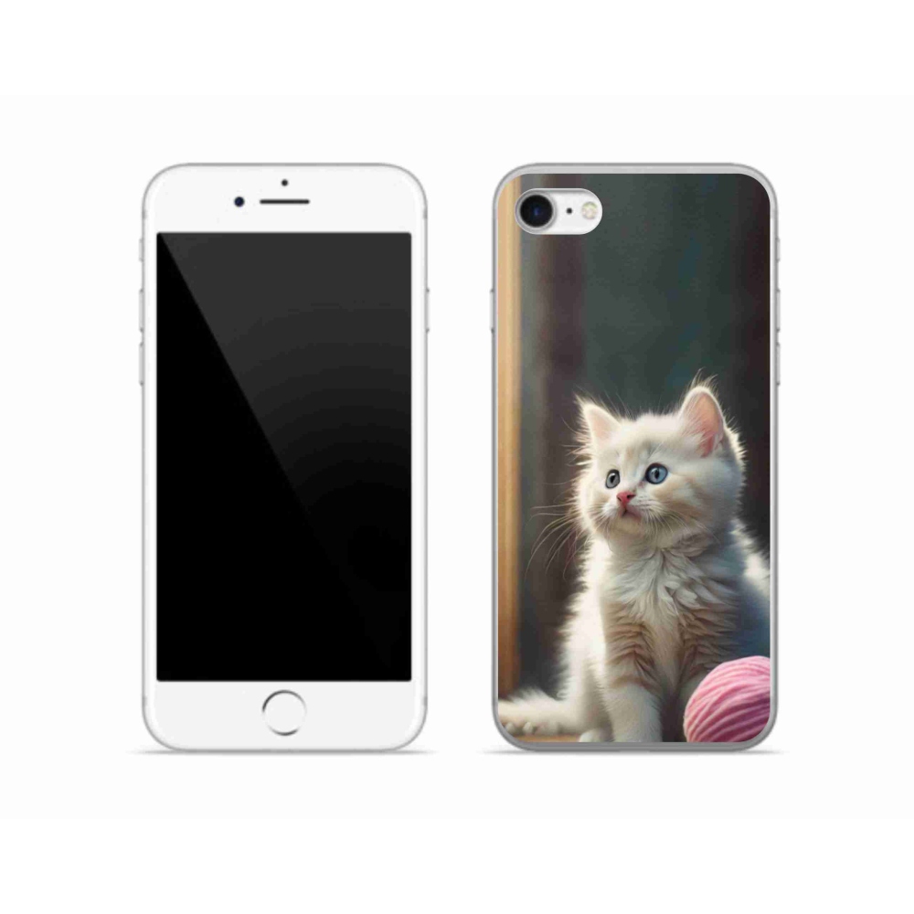 Gelový kryt mmCase na iPhone SE (2022) - bílé kotě 2