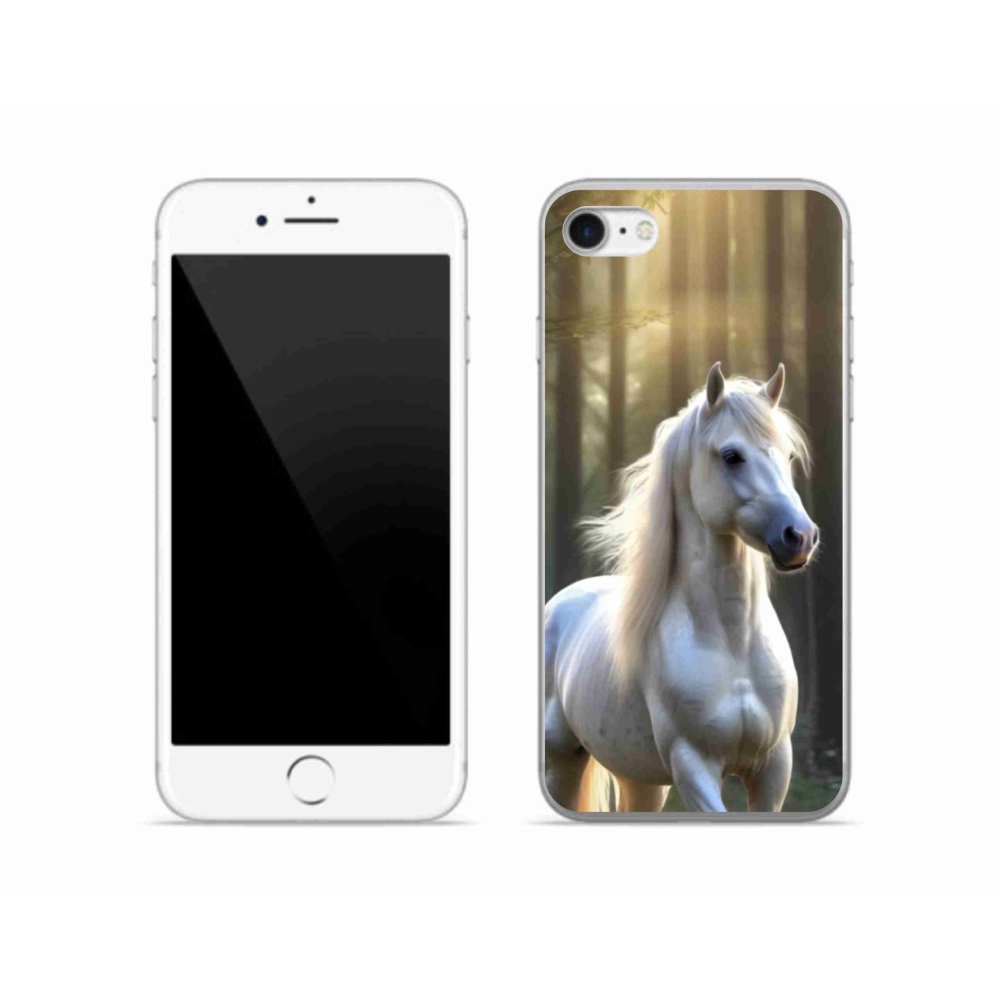 Gelový kryt mmCase na iPhone SE (2022) - bílý kůň 3