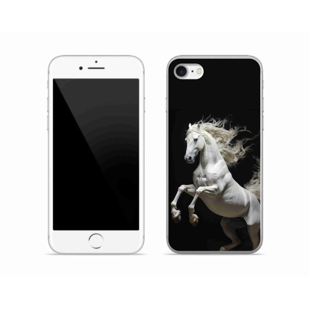 Gelový kryt mmCase na iPhone SE (2022) - bílý kůň 4