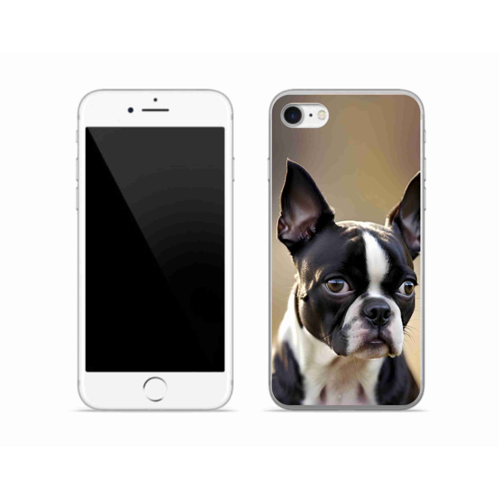 Gelový kryt mmCase na iPhone SE (2022) - bostonský teriér