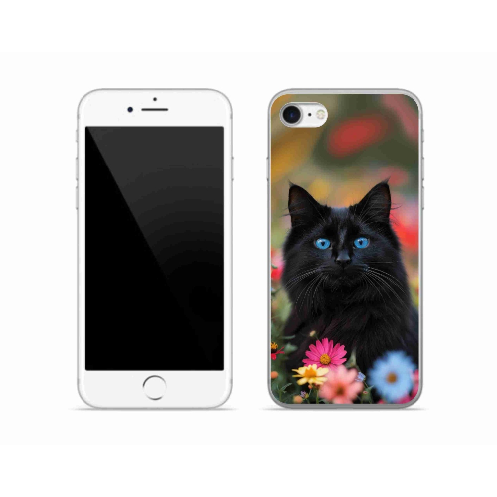 Gelový kryt mmCase na iPhone SE (2022) - černé kotě 4