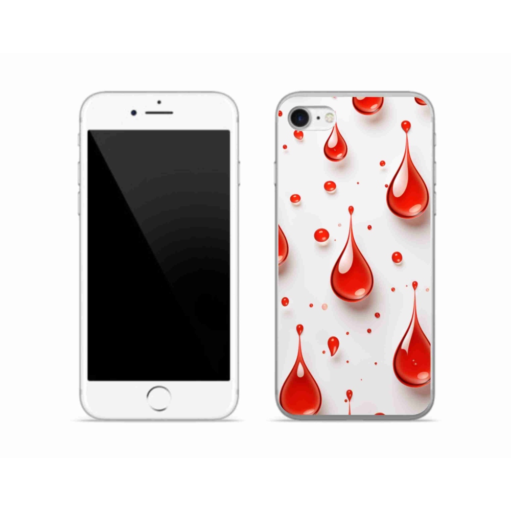 Gelový kryt mmCase na iPhone SE (2022) - červené kapky