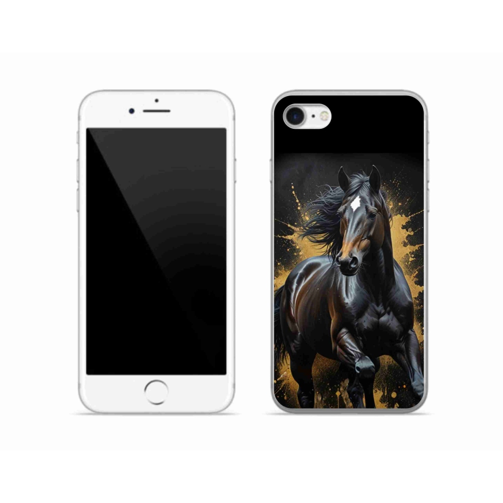 Gelový kryt mmCase na iPhone SE (2022) - elegantní černý hřebec