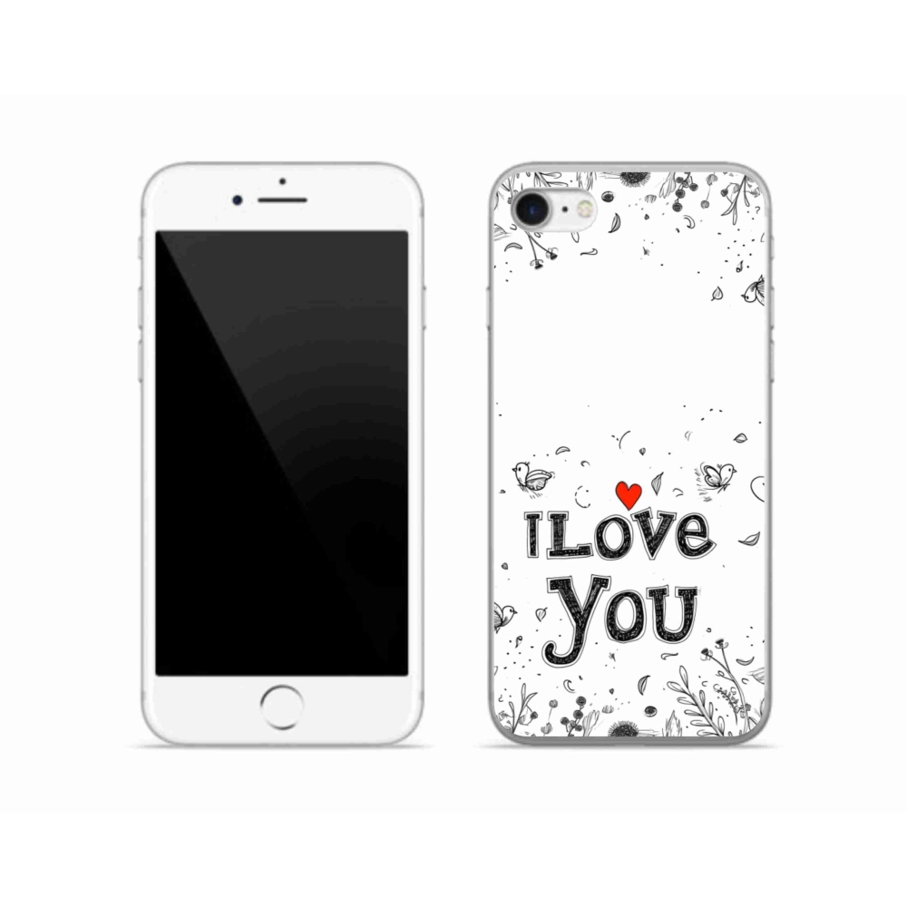 Gelový kryt mmCase na iPhone SE (2022) - I love you bílé pozadí